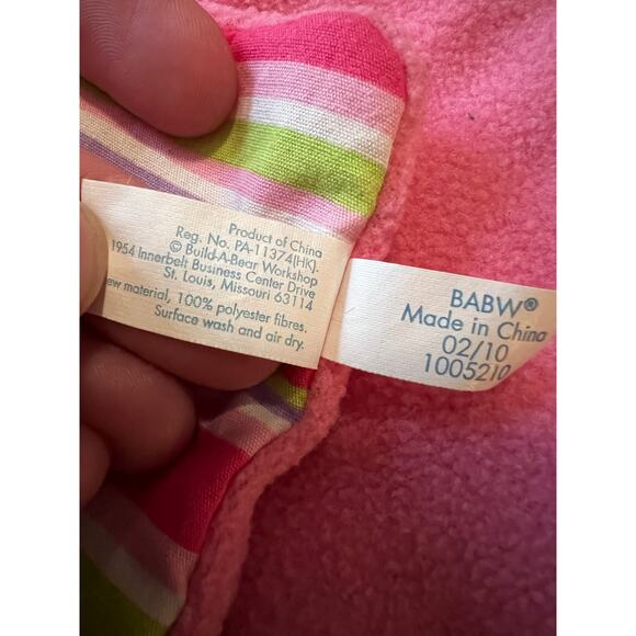 Build A Bear Workshop Striped Pattern Fleece Stuffed Animal Sleeping Bag Pink - Picture 11 of 11